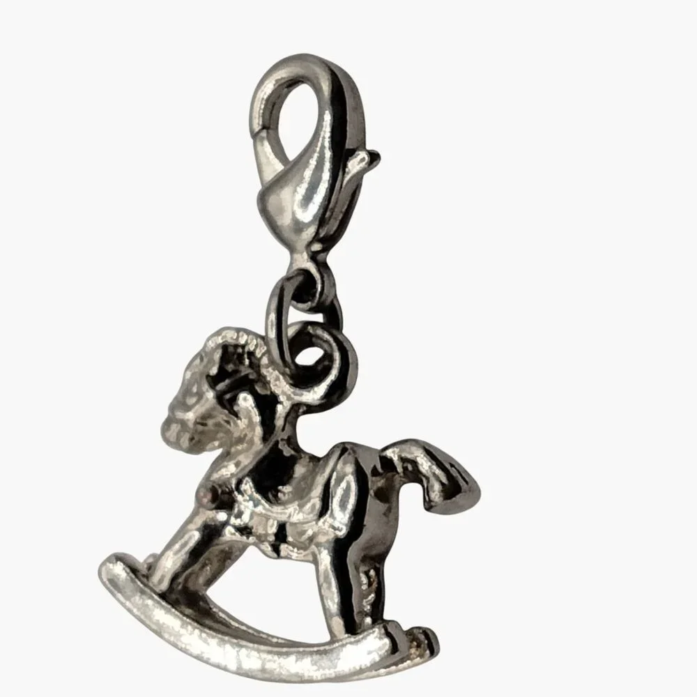 Silver Rocking Horse Charm Pendant - Picture 3 of 6